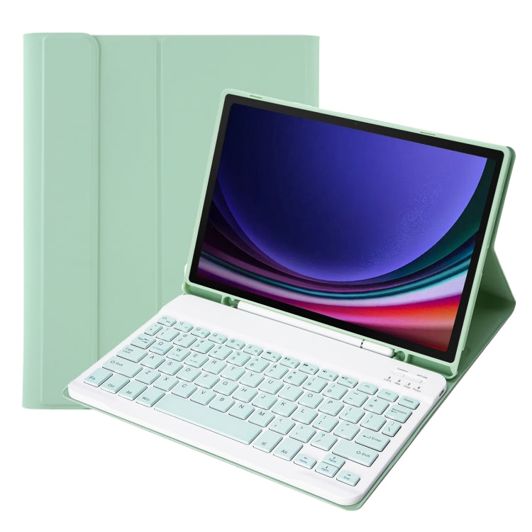 For Samsung Galaxy Tab S9 FE A710B Candy Color TPU Bluetooth Keyboard Leather Tablet Case with Pen Holder(Light Green) - Samsung Keyboard by PMC TechLife | Online Shopping South Africa | PMC TechLife