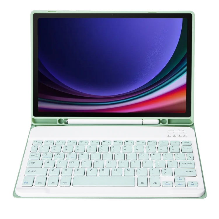 For Samsung Galaxy Tab S9 FE A710B Candy Color TPU Bluetooth Keyboard Leather Tablet Case with Pen Holder(Light Green) - Samsung Keyboard by PMC TechLife | Online Shopping South Africa | PMC TechLife