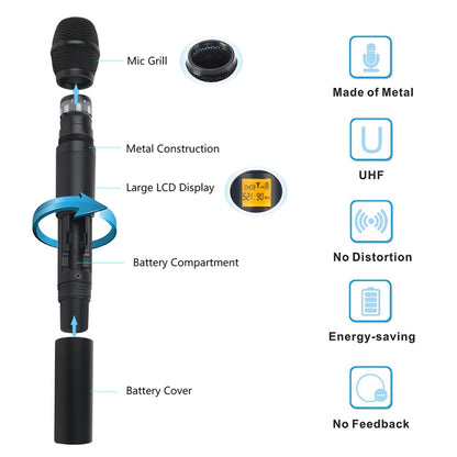 XTUGA A400-H Professional 4-Channel UHF Wireless Microphone System with 4 Handheld Microphone(AU Plug) - Microphone by XTUGA | Online Shopping South Africa | PMC Jewellery | Buy Now Pay Later Mobicred