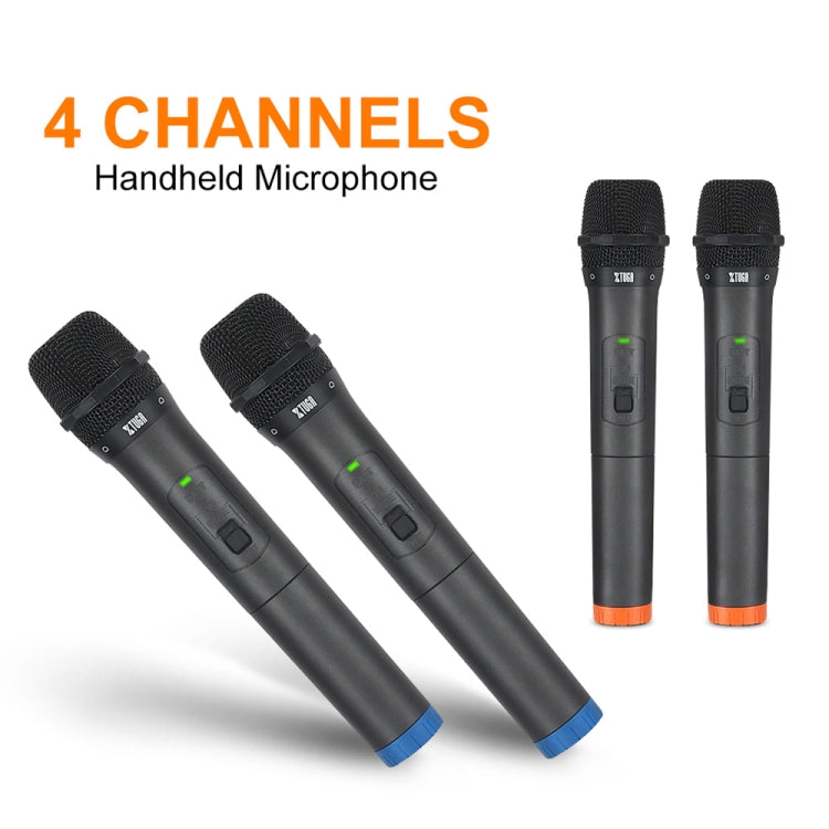 XTUGA S400 Professional 4-Channel UHF Wireless Microphone System with 4 Handheld Microphone(UK Plug) - Microphone by XTUGA | Online Shopping South Africa | PMC TechLife | Buy Now Pay Later Mobicred