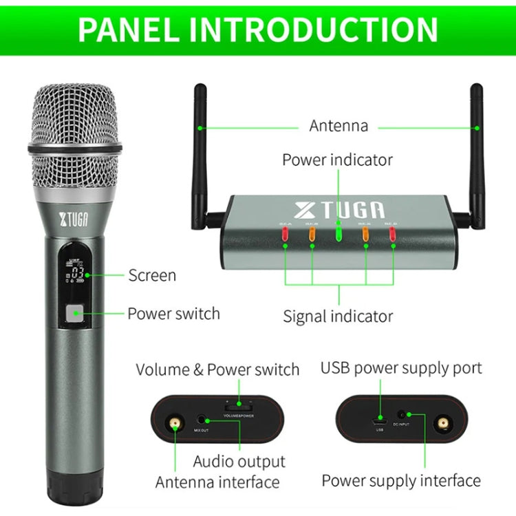 XTUGA U-F4600 Professional 4-Channel UHF Wireless Microphone System with 4 Handheld Microphone(UK Plug) - Microphone by XTUGA | Online Shopping South Africa | PMC TechLife | Buy Now Pay Later Mobicred