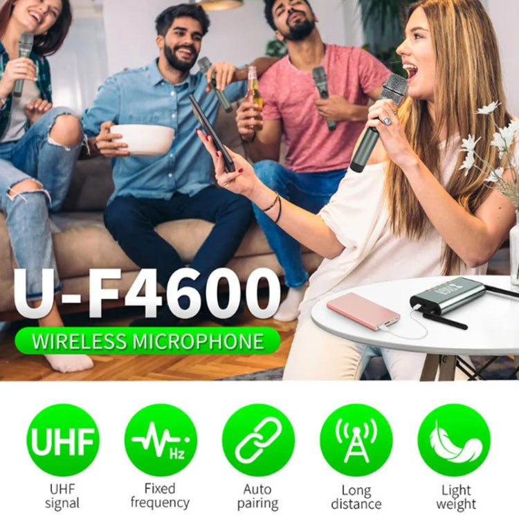 XTUGA U-F4600 Professional 4-Channel UHF Wireless Microphone System with 4 Handheld Microphone(US Plug) - Microphone by XTUGA | Online Shopping South Africa | PMC Jewellery | Buy Now Pay Later Mobicred