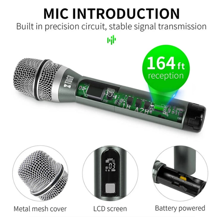 XTUGA U-F4600 Professional 4-Channel UHF Wireless Microphone System with 4 Handheld Microphone(UK Plug) - Microphone by XTUGA | Online Shopping South Africa | PMC TechLife | Buy Now Pay Later Mobicred
