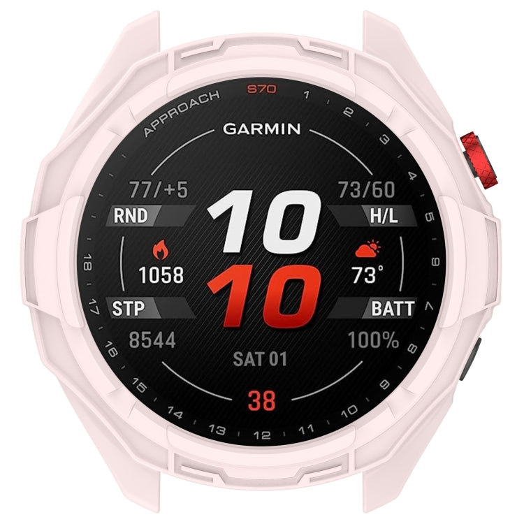 For Garmin Approach S70 42mm Armor Hollow Watch Protective Case(Light Pink) - Watch Cases by PMC Jewellery | Online Shopping South Africa | PMC Jewellery
