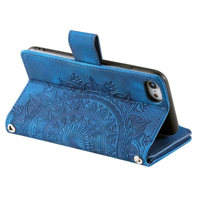 For iPhone 16e Multi-Card Totem Zipper Leather Phone Case(Blue) - iPhone 16e Cases by PMC TechLife | Online Shopping South Africa | PMC TechLife | Buy Now Pay Later Mobicred