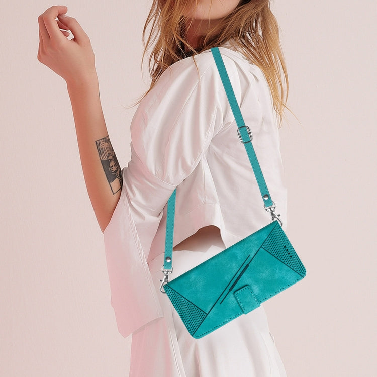 For Motorola Edge 2024 Dream Triangle Leather Phone Case with Lanyard(Green) - Motorola Cases by PMC Jewellery | Online Shopping South Africa | PMC Jewellery | Buy Now Pay Later Mobicred