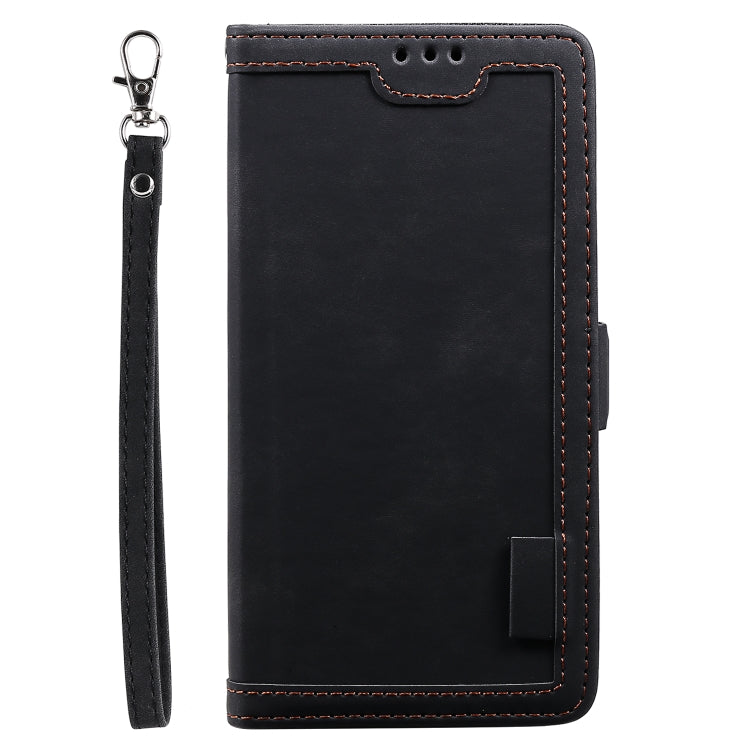 For iPhone 16 Plus Retro Splicing Horizontal Flip Leather Phone Case(Black) - free shipping - PMC TechLife - Order now!
