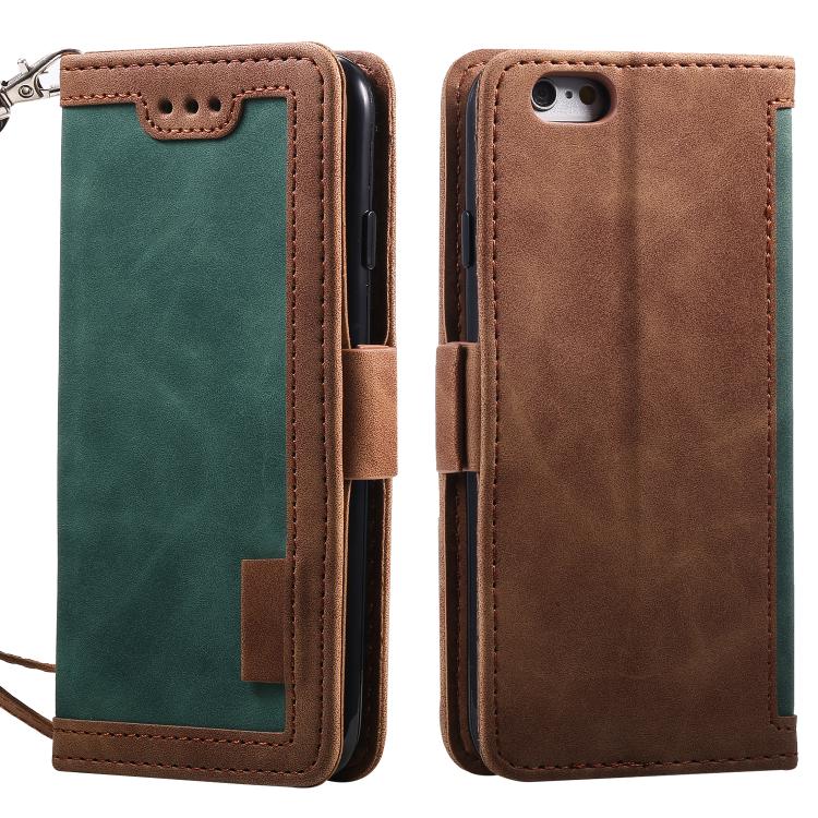 For iPhone 16e Retro Splicing Horizontal Flip Leather Phone Case(Green) - iPhone 16e Cases by PMC TechLife | Online Shopping South Africa | PMC TechLife | Buy Now Pay Later Mobicred