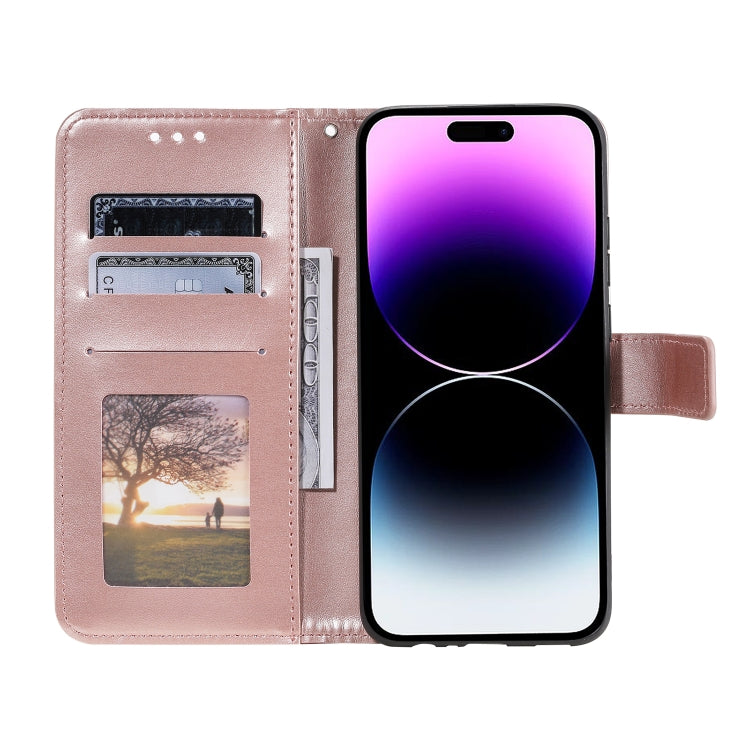 For iPhone 16 Plus Totem Flower Embossed Leather Phone Case(Rose Gold) - iPhone 16 Plus Cases by PMC Jewellery | Online Shopping South Africa | PMC Jewellery | Buy Now Pay Later Mobicred