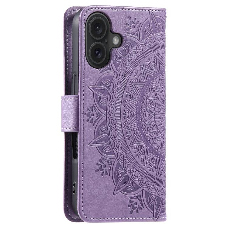 For iPhone 16 Plus Totem Flower Embossed Leather Phone Case(Purple) - iPhone 16 Plus Cases by PMC Jewellery | Online Shopping South Africa | PMC Jewellery | Buy Now Pay Later Mobicred