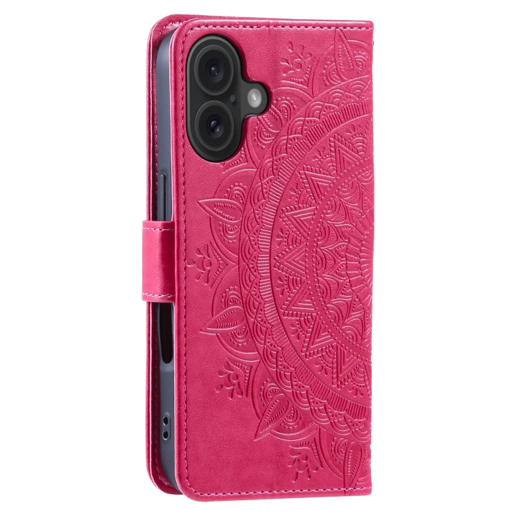 For iPhone 16 Totem Flower Embossed Leather Phone Case(Red) - iPhone 16 Cases by PMC TechLife | Online Shopping South Africa | PMC TechLife | Buy Now Pay Later Mobicred