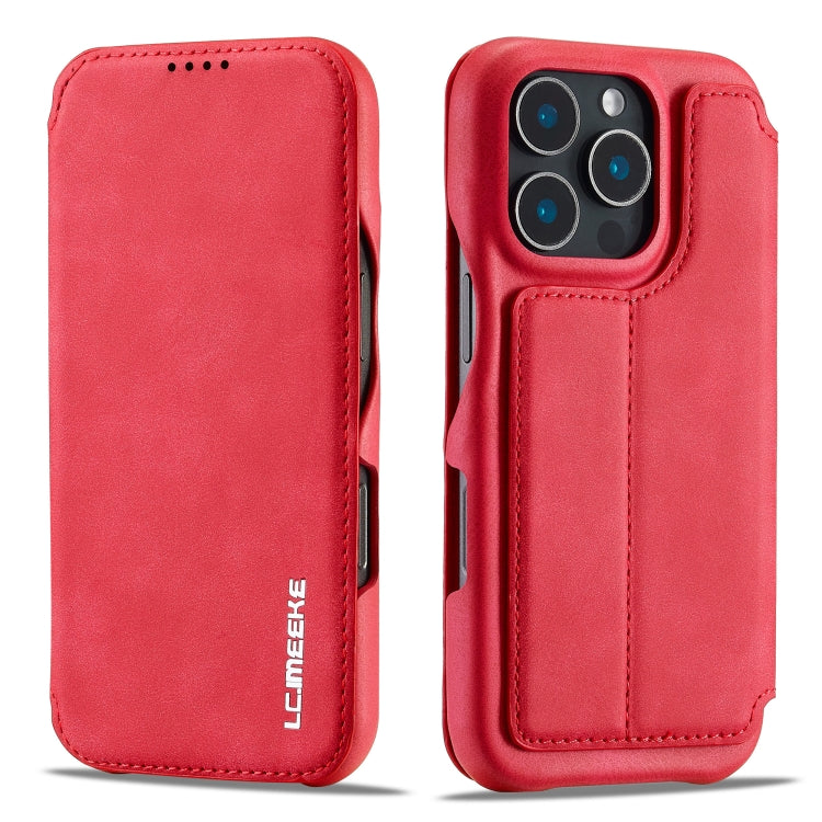 For iPhone 16 Pro LC.IMEEKE Hon Ancient Series Flip Leather Phone Case(Red) - iPhone 16 Pro Cases by LC.IMEEKE | Online Shopping South Africa | PMC Jewellery | Buy Now Pay Later Mobicred