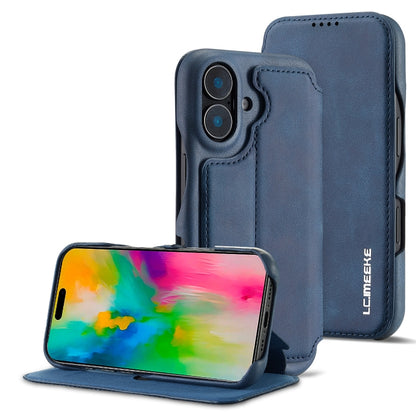 For iPhone 16 Plus LC.IMEEKE Hon Ancient Series Flip Leather Phone Case(Blue) - iPhone 16 Plus Cases by LC.IMEEKE | Online Shopping South Africa | PMC Jewellery | Buy Now Pay Later Mobicred