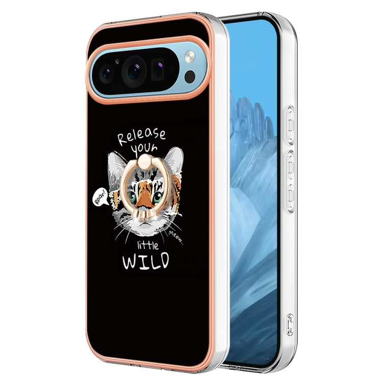 For Google Pixel 9 Pro XL Electroplating Dual-side IMD Phone Case with Ring Holder(Natural Growth) - Google Cases by PMC TechLife | Online Shopping South Africa | PMC TechLife | Buy Now Pay Later Mobicred