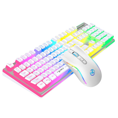 HXSJ L96 2.4G Wireless RGB Backlit Keyboard and Mouse Set 104 Pudding Key Caps + 4800DPI Mouse(White) - Wireless Keyboard by HXSJ | Online Shopping South Africa | PMC Jewellery | Buy Now Pay Later Mobicred