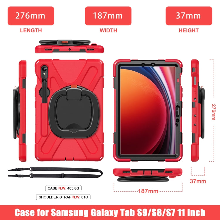 For Samsung Galaxy Tab S9 / S8 / S7 Silicone Hybrid PC Tablet Case with Holder & Shoulder Strap(Red) - Other Galaxy Tab PC by PMC Jewellery | Online Shopping South Africa | PMC Jewellery | Buy Now Pay Later Mobicred