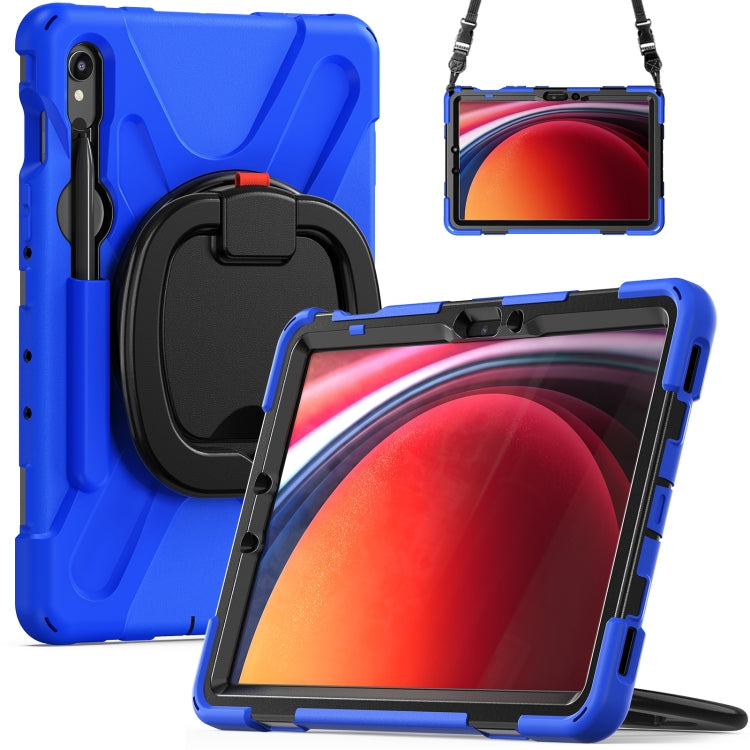 For Samsung Galaxy Tab S9 / S8 / S7 Silicone Hybrid PC Tablet Case with Holder & Shoulder Strap(Blue) - Other Galaxy Tab PC by PMC Jewellery | Online Shopping South Africa | PMC Jewellery | Buy Now Pay Later Mobicred