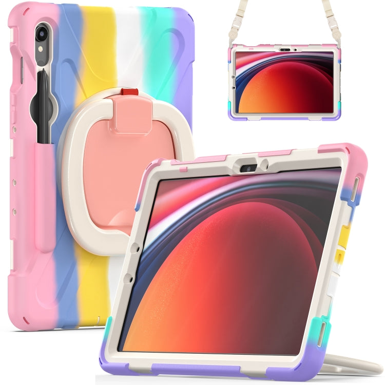 For Samsung Galaxy Tab S9 / S8 / S7 Silicone Hybrid PC Tablet Case with Holder & Shoulder Strap(Colorful Pink) - Other Galaxy Tab PC by PMC Jewellery | Online Shopping South Africa | PMC Jewellery | Buy Now Pay Later Mobicred