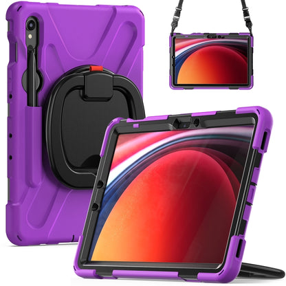 For Samsung Galaxy Tab S9 / S8 / S7 Silicone Hybrid PC Tablet Case with Holder & Shoulder Strap(Purple) - Other Galaxy Tab PC by PMC Jewellery | Online Shopping South Africa | PMC Jewellery | Buy Now Pay Later Mobicred