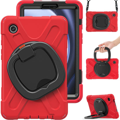 For Samsung Galaxy Tab A9 Silicone Hybrid PC Tablet Case with Holder & Shoulder Strap(Red) - Galaxy Tab A9 by PMC Jewellery | Online Shopping South Africa | PMC Jewellery