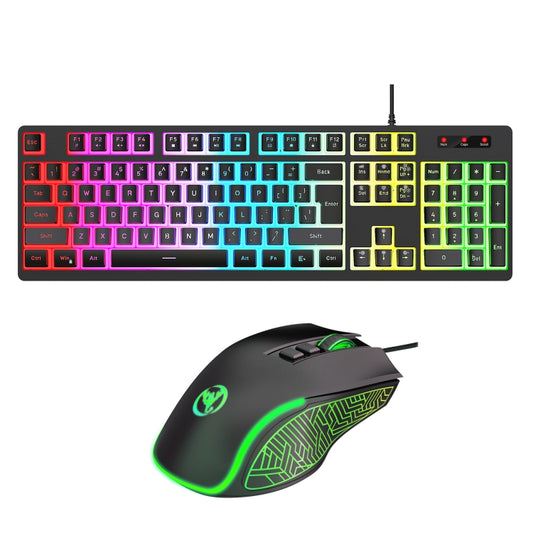 HXSJ L200+X100 Wired RGB Backlit Keyboard and Mouse Set 104 Pudding Key Caps + 3600DPI Mouse(Black) - Wired Keyboard by HXSJ | Online Shopping South Africa | PMC Jewellery | Buy Now Pay Later Mobicred