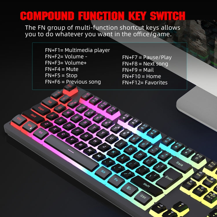 HXSJ L200 Wired RGB Backlit Keyboard 104 Pudding Key Caps(White) - Wired Keyboard by HXSJ | Online Shopping South Africa | PMC Jewellery | Buy Now Pay Later Mobicred