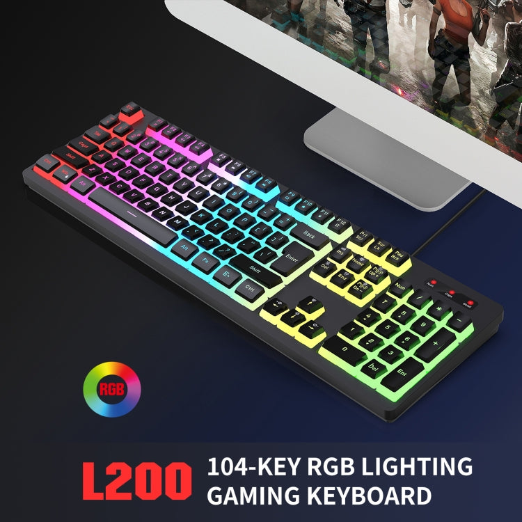 HXSJ L200 Wired RGB Backlit Keyboard 104 Pudding Key Caps(White) - free shipping - PMC Jewellery - Order now!