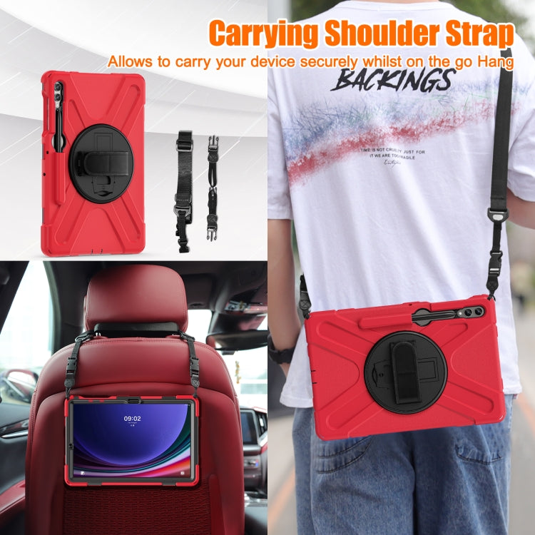 For Samsung Galaxy Tab S9+ / S8+ Rotatable Kickstand Grip Heavy Duty Hard Rugged Tablet Case(Red) - Other Galaxy Tab PC by PMC Jewellery | Online Shopping South Africa | PMC Jewellery | Buy Now Pay Later Mobicred