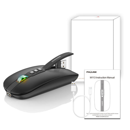 HXSJ M113 2400DPI Dual Mode 2.4GHz + Bluetooth 5.1 Wireless Mouse(Matte Black) - Wireless Mice by HXSJ | Online Shopping South Africa | PMC Jewellery | Buy Now Pay Later Mobicred