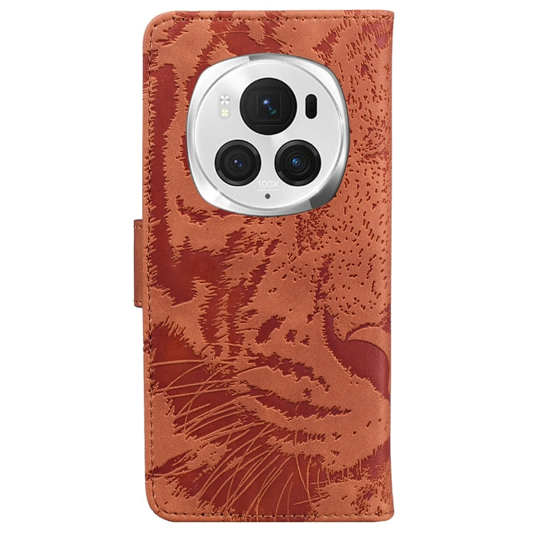 For Honor Magic6 Pro Tiger Embossing Pattern Flip Leather Phone Case(Brown) - Honor Cases by PMC Jewellery | Online Shopping South Africa | PMC Jewellery | Buy Now Pay Later Mobicred