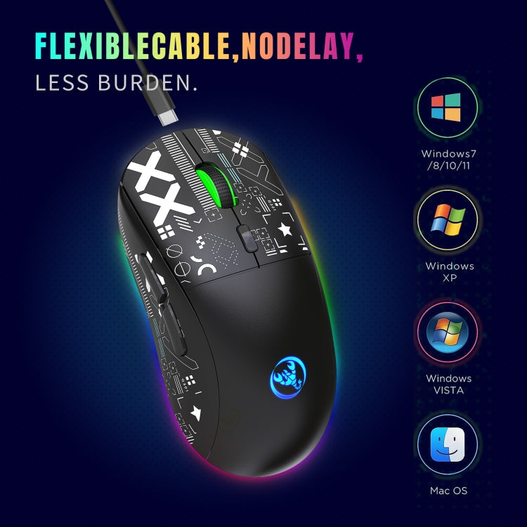 HXSJ T90 RGB Light Three-mode Wireless Gaming Mouse(Black) - Wireless Mice by HXSJ | Online Shopping South Africa | PMC TechLife | Buy Now Pay Later Mobicred