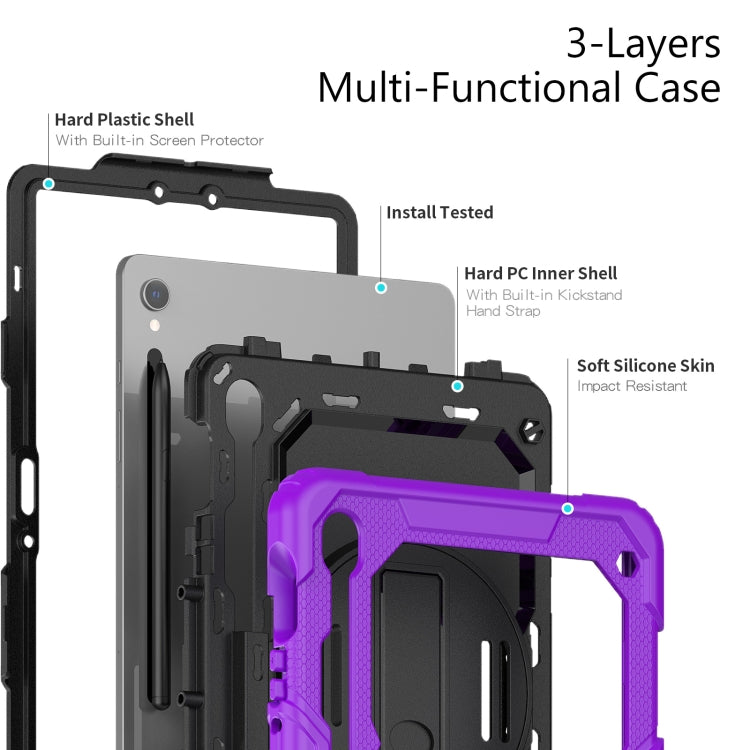For Samsung Galaxy Tab S8 / S7 Silicone Hybrid PC Tablet Protective Case(Purple+Black) - Galaxy Tab S8 Cases by PMC Jewellery | Online Shopping South Africa | PMC Jewellery | Buy Now Pay Later Mobicred