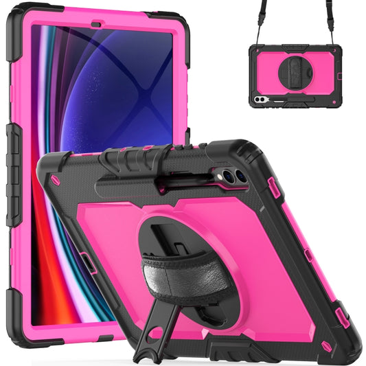 For Samsung Galaxy Tab S9+ / S8+ Silicone + PC Tablet Case(Black+Rose Red) - Galaxy Tab S9+ Cases by PMC Jewellery | Online Shopping South Africa | PMC Jewellery | Buy Now Pay Later Mobicred