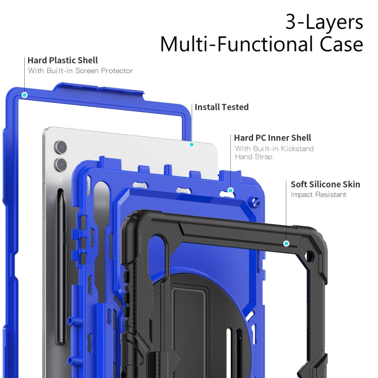 For Samsung Galaxy Tab S9 Ultra / S10 Ultra Silicone Hybrid PC Tablet Protective Case(Black+Dark Blue) - Galaxy Tab S9 Ultra Cases by PMC Jewellery | Online Shopping South Africa | PMC Jewellery | Buy Now Pay Later Mobicred