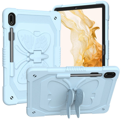 For Samsung Galaxy Tab S9 Butterfly Kickstand Heavy Duty Hard Rugged Tablet Case(Ice Blue) - Galaxy Tab S9 Cases by PMC Jewellery | Online Shopping South Africa | PMC Jewellery | Buy Now Pay Later Mobicred