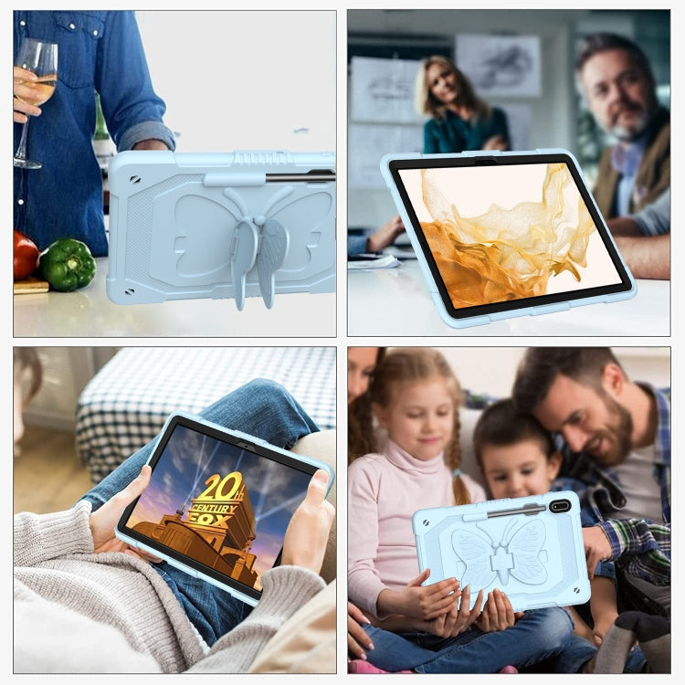 For Samsung Galaxy Tab S9+ Butterfly Kickstand Heavy Duty Hard Rugged Tablet Case(Ice Blue) - Galaxy Tab S9+ Cases by PMC Jewellery | Online Shopping South Africa | PMC Jewellery | Buy Now Pay Later Mobicred