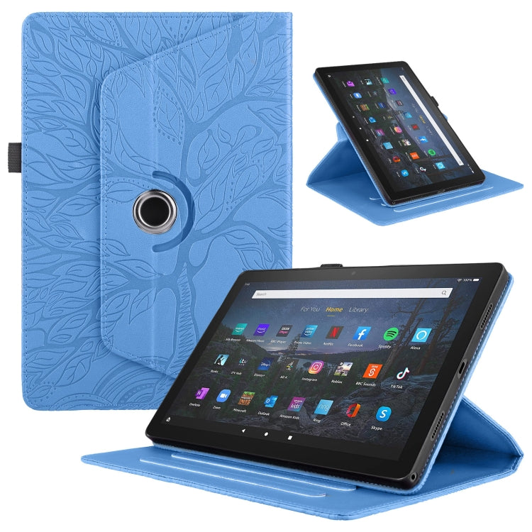 For Amazon Kindle Fire HD8 2022 / 2020 Tree Life Embossed Rotation Leather Tablet Case(Blue) - Amazon by PMC TechLife | Online Shopping South Africa | PMC TechLife | Buy Now Pay Later Mobicred