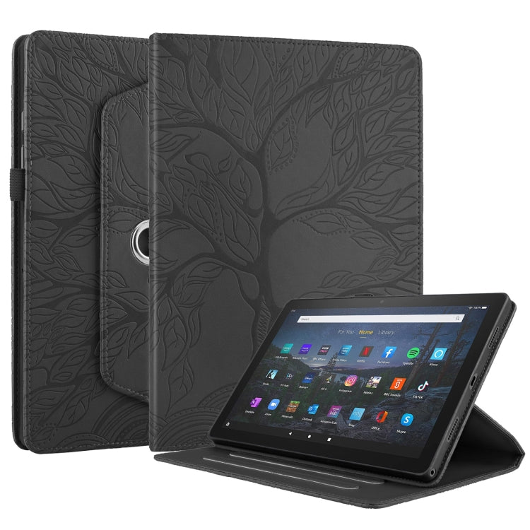 For Amazon Kindle Fire HD8 2022 / 2020 Tree Life Embossed Rotation Leather Tablet Case(Black) - Amazon by PMC TechLife | Online Shopping South Africa | PMC TechLife | Buy Now Pay Later Mobicred