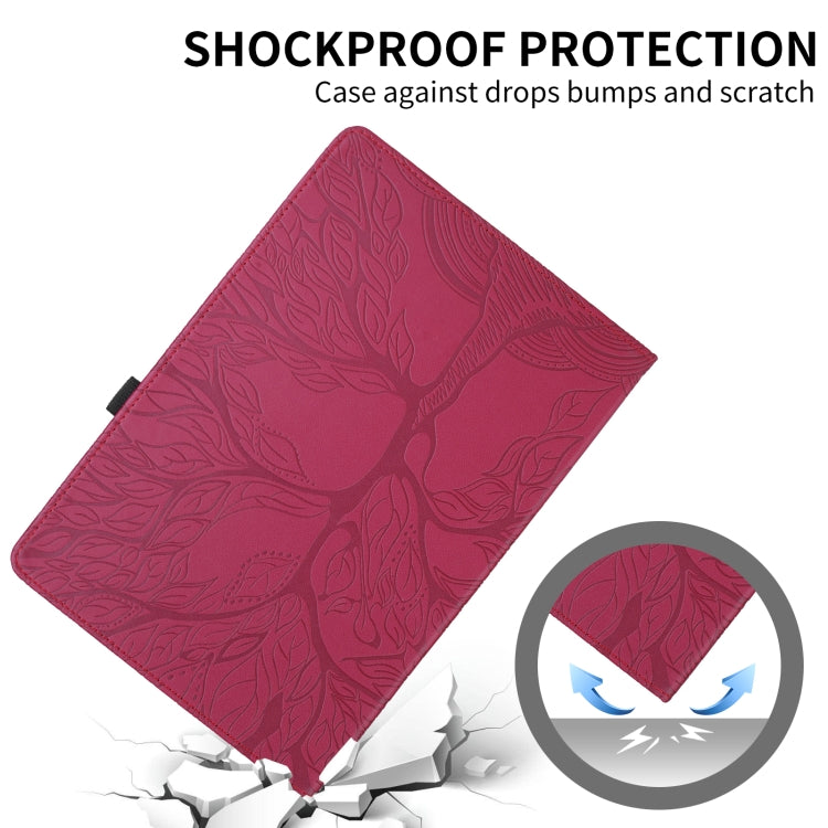 For Nokia T21 Tree Life Embossed Rotation Leather Tablet Case(Red) - Nokia by PMC TechLife | Online Shopping South Africa | PMC TechLife | Buy Now Pay Later Mobicred