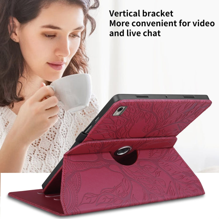 For Nokia T21 Tree Life Embossed Rotation Leather Tablet Case(Red) - Nokia by PMC TechLife | Online Shopping South Africa | PMC TechLife | Buy Now Pay Later Mobicred