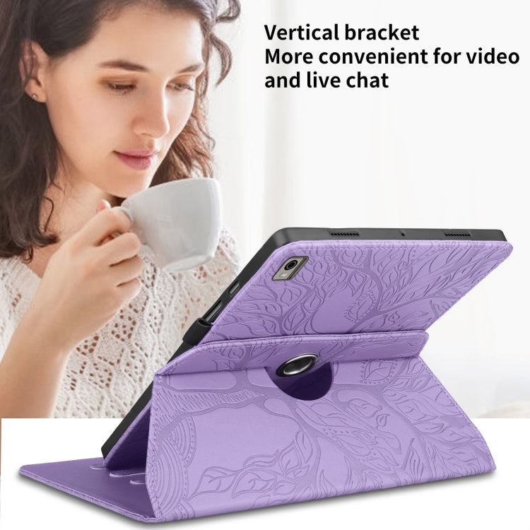 For Nokia T21 Tree Life Embossed Rotation Leather Tablet Case(Purple) - free shipping - PMC TechLife - Order now!