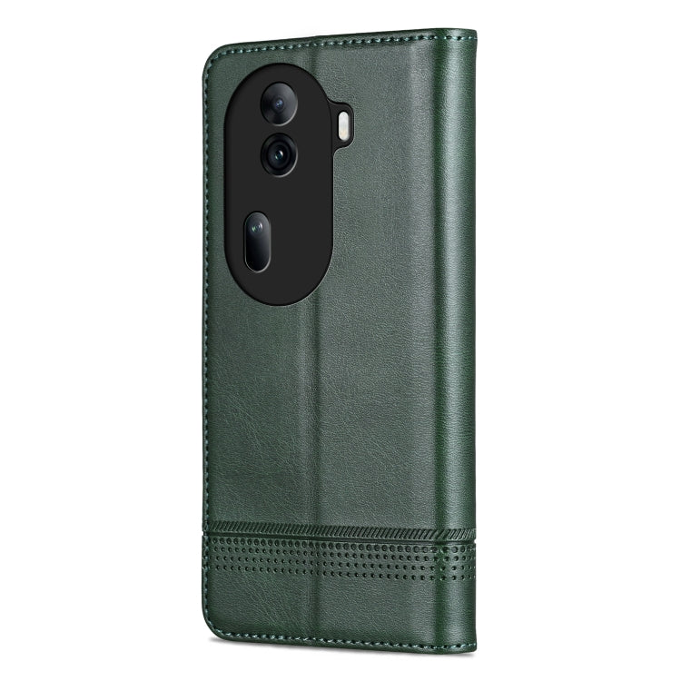 For OPPO Reno11 China AZNS Magnetic Calf Texture Flip Leather Phone Case(Dark Green) - Reno11 Cases by AZNS | Online Shopping South Africa | PMC Jewellery | Buy Now Pay Later Mobicred