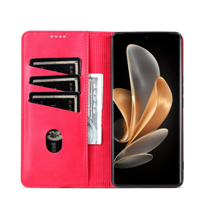 For OPPO Reno11 Pro China AZNS Magnetic Calf Texture Flip Leather Phone Case(Red) - Reno11 Pro Cases by AZNS | Online Shopping South Africa | PMC Jewellery | Buy Now Pay Later Mobicred