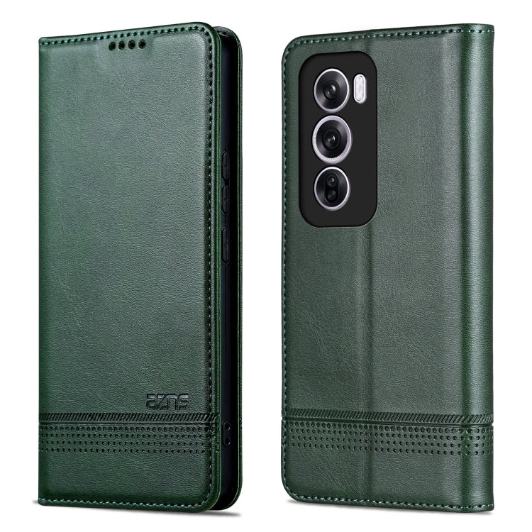 For OPPO Reno12 Global AZNS Magnetic Calf Texture Flip Leather Phone Case(Dark Green) - Reno12 Cases by AZNS | Online Shopping South Africa | PMC Jewellery | Buy Now Pay Later Mobicred