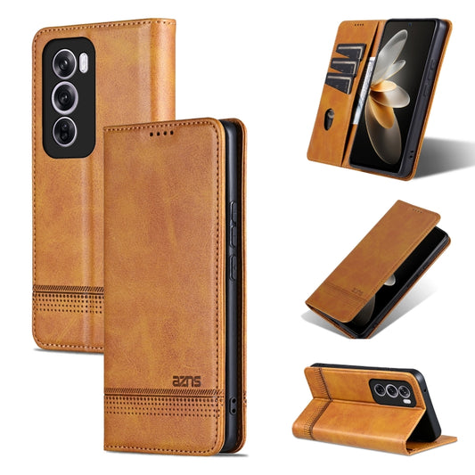 For OPPO Reno12 Pro Global AZNS Magnetic Calf Texture Flip Leather Phone Case(Light Brown) - Reno12 Pro Cases by AZNS | Online Shopping South Africa | PMC Jewellery | Buy Now Pay Later Mobicred