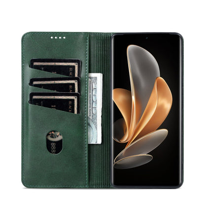 For OPPO Reno12 F 4G AZNS Magnetic Calf Texture Flip Leather Phone Case(Dark Green) - Reno12 F Cases by AZNS | Online Shopping South Africa | PMC Jewellery | Buy Now Pay Later Mobicred