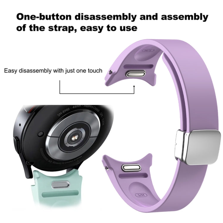 For Samsung Galaxy Watch 6 Magnetic Folding Silver Buckle Silicone Watch Band(White) - free shipping - PMC TechLife - Order now!