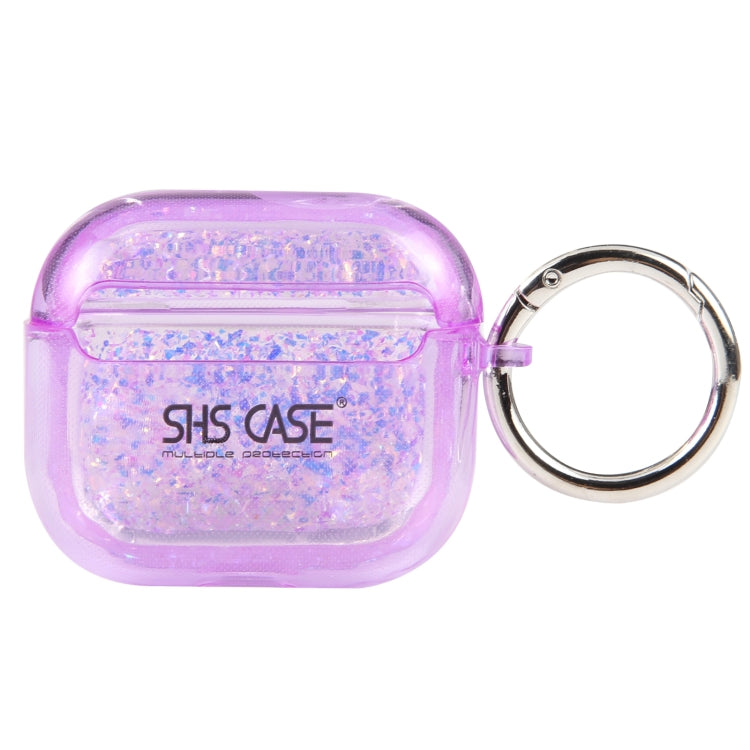 For AirPods Pro Flash Diamond Epoxy Bluetooth Earphone Protective Case(Purple) - free shipping - PMC Jewellery - Order now!