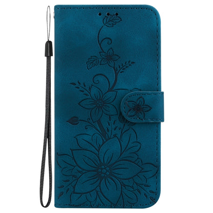 For Google Pixel 9 Pro Lily Embossed Leather Phone Case(Dark Blue) - Google Cases by PMC Jewellery | Online Shopping South Africa | PMC Jewellery | Buy Now Pay Later Mobicred