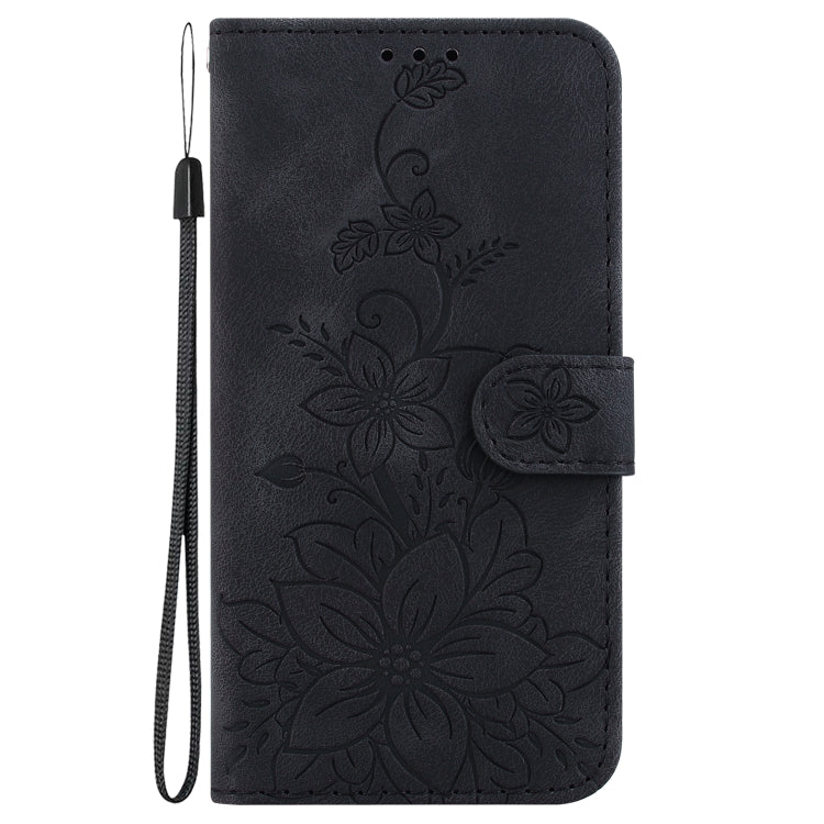 For Google Pixel 9 Pro Lily Embossed Leather Phone Case(Black) - Google Cases by PMC Jewellery | Online Shopping South Africa | PMC Jewellery | Buy Now Pay Later Mobicred